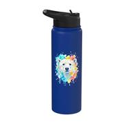 Cute Watercolor Polar Bear Colorful Splatter Art Stainless Steel Insulated Water Bottle