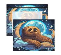 Cute Watercolor Sloth 3 Ring Binder Clear Binders Pencil Pouches Bags Case(2 Pack)