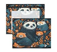 Cute Watercolor Sloth Bears 3 Ring Binder Clear Binders Pencil Pouches Bags Case(2 Pack)
