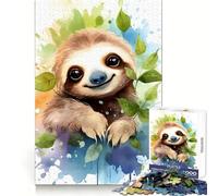 Cute Watercolor Sloth Jigsaw Puzzles for Adults 1000 Piece Enjoyable Game Firm Joint Family Enjoyable Santa Present (38x52cm)