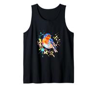 Cute Watercolor Songbird Robin Colorful Splash Art Tank Top