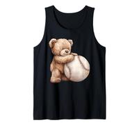 Cute Watercolor Teddy Bear Hugging Baseball Tank Top