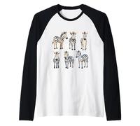 Cute Watercolor Zebra Herd Safari Animal Design Raglan Baseball Tee