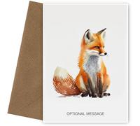 Cute Watercolour Fox Greetings Card for Friends and Family like Mum Dad Nanny Grandad Son Daughter Auntie Uncle Brother Sister as a Calf Birthday Card
