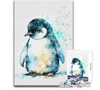 Cute Watercolour Penguin Hard Jigsaw Puzzle for Adults 1000 Pieces Educational Mind Challenge Game Unique Gift with Sentimental Value Size 50x75cm