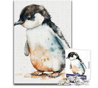 Cute Watercolour Penguin Puzzle for Teenagers 1000 Pieces Learning through Play Experience Heartfelt Special Occasion Gift Size 38x26cm