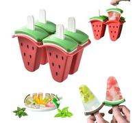 Cute Watermelon Shape Popsicle Molds, Easy-Release Popsicle Makers, Ice Cream Mold for kids, Silicone Ice Cream Maker With Sticks, Ice Cream Molds for Party Yogurt Juice Smoothies Sticks (red 4pcs)
