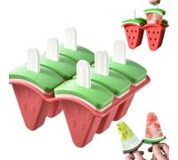 Cute Watermelon Shape Popsicle Molds, IcePop Molds in One Tray With Sticks, Easy-Release, Popsicle Makers, Homemade Ice Cream Molds, Silicone Ice Cream Makers DIY Popsicles Moulds (red 6 Girds)