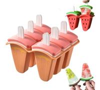 Cute Watermelon Shape Popsicle Molds, IcePop Molds in One Tray With Sticks, Easy-Release, Popsicle Makers, Homemade Ice Cream Molds, Silicone Ice Cream Makers DIY Popsicles Moulds (orange 6 Girds)
