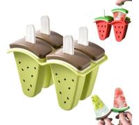Cute Watermelon Shape Popsicle Molds, IcePop Molds in One Tray With Sticks, Easy-Release, Popsicle Makers, Homemade Ice Cream Molds, Silicone Ice Cream Makers DIY Popsicles Moulds (green 4 Girds)