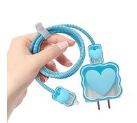 Cute Waves DIY Cable Protector for iPhone Charger,Kawaii 3D Love Heart Design,Data Cable USB Charger Data Line Phone Wire Saver Protector for iPhone 11 12 13 14 Pro Max XS XR X 7 8 Plus-Blue