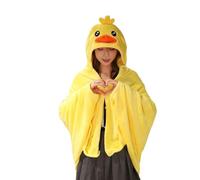 Cute Wearable Blanket Soft Cape for Adult Women Men Warm Cozy Hoodie Cute Animal Bear Cat Bunny Carpet Home (Large,Duck)