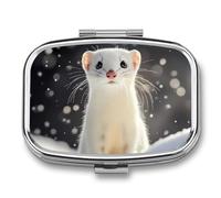Cute Weasel Hunting Pill Box 2 Compartment Pill Case Decorative Organizer Storage Boxes Holder Cute