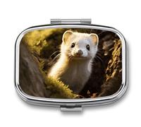 Cute Weasel Travel Pill Organizer A Daily Pill Box for Supplements 2 Compartment Pill Case Convenient for Carrying and Storing Medicines Box