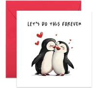 Cute Wedding Anniversary Card for Him and Her - Sweet Penguin Design 'Let's Do This Forever' Valentine's Day Card for Boyfriend Girlfriend Partner - Card for Husband or Wife - Penguin Love Card
