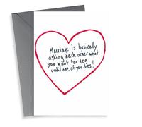 Cute Wedding Anniversary Card - Heart - Marriage Is Basically Asking Each other What You Want For Tea Until One Dies