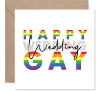 Cute Wedding Day Card for LGBT - Happy Wedding Gay - Happy Marriage Day Card for Friends Family, 145mm LGBTQ Greeting Cards