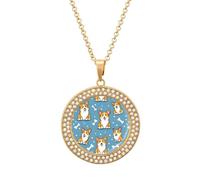 Cute Welsh Corgi Necklace for Women Adjustable Jewelry Pendant for Mom Wife Girlfriend Gifts Golden-style