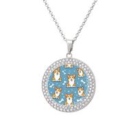 Cute Welsh Corgi Necklace for Women Adjustable Jewelry Pendant for Mom Wife Girlfriend Gifts Silver-style