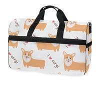 Cute Welsh Corgi Travel Duffel Bag for Men Women Boys Girls Teens,Oversized Sports Gym Bag with Shoes Compartment Overnight Weekend Yoga Workout Bag Training Handbag