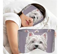 Cute West Highland Terrier Dog Art Printed, Sleep Mask for Home Travel, Full Eye Covers Light Blocking Eye Mask Sleep Eye and Ear Muffs