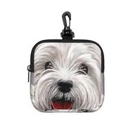 Cute West Highland Terrier Dog Art Printed, Square Zipper Storage Bag, Neoprene Coin Purse, Small Wallets, Change Pouch, Change Purse