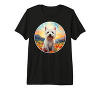 Cute West Highland Terrier Westie Flower Mountain Sunset Dog Premium T-Shirt
