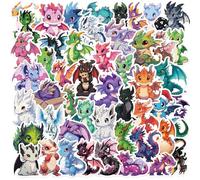 Cute Western Dragon Stickers, 50PCS Dazzling Cartoon Dragon Sticker Set for Books Cell Phones Skateboards Guitars, Vinyl Waterproof Funny Animals Decals