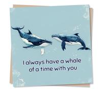 Cute Whale Birthday Card For Partner - I Always Have A Whale Of A Time With You - Animal Card for Husband, Wife, Boyfriend, Girlfriend