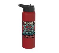 Cute Whale Pun I Whale Always Love You Valentine Heart Stainless Steel Insulated Water Bottle