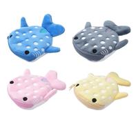 Cute Whale Shark Coin Purse, 4 Pcs Small Kawaii Wallet with Zipper, Plush Cartoon Animal Embroidered Coin Pouch Mini Earphone Bag Funny Novelty Coin Purse for Women