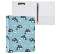 Cute Whale Starfish Blue 3 D-Ring Binder A4 1 Pack with 200 Sheet for Kids School Supplies Women Men Office