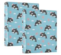 Cute Whale Starfish Blue 3 D-Ring Binder A4 2 Pack with 200 Sheet for Kids School Supplies Women Men Office