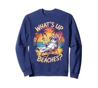 Cute WHAT'S UP BEACHES Cat Vacation Trip Surfing Travel Sweatshirt