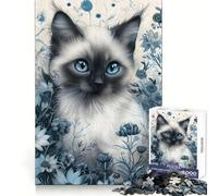 Cute Whimsical Siamese Cat Adult Jigsaw Puzzle1000 Pieces Strong Logic Precise Connection Joyful Challenge Premium Gift (38x52cm)