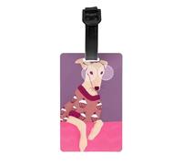 Cute Whippet Greyhound Luggage Tag with Name Card Hound Dog Privacy Cover ID Label for Travel Bag Suitcase