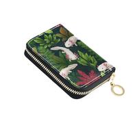 Cute White Axolotls Tropical Women's Wallets Leather Cute Card Holder RFID Blocking Cartoon Zipper Coin Purse with Key Ring