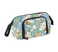 Cute White Bee Cat Pencil Box Large Capacity Cute Pencil Cases Multifunctional for Preppy Preppy School Supplies estuches para lapices de ninos