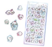 Cute White Bird Theme 3D Relief Stickers Kawaii Mini Bubble Sticker with Bird in Cup Pattern Reusable Tiny Decorative Bulk Decals for Phone Case, Notebook, Scrapbooking