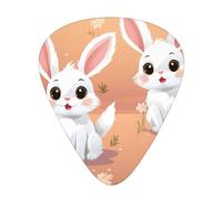 Cute White Bunnies 12 Pack Guitar Plectrums With Storage Case, 0.46/0.71/0.96mm, Including Thin, Medium Thick Guitar Plectrums For Electric Guitars Bass Ukulele