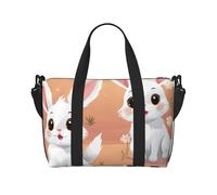 Cute White Bunnies Water-Resistant Crossbody Travel Bag, Large Carry-On with Adjustable Strap, Multi-Compartment Weekender for Gym, Travel, Outdoor