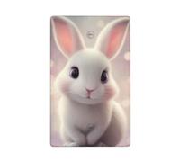 Cute White Bunny Single Toggle Blank Wall Plate Light Switch Cover Decorative 1 Gang for Kitchen Room Bathroom Size 11.4x7cm