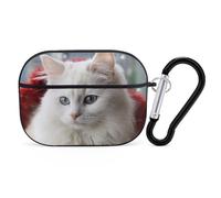 Cute White Cat AirPods Pro 2 Case Cover, Shockproof Hard Shell Protective Case for Women Men, Compatible with Airpod Pro Case 2nd/1st Generation with Keychain-Black