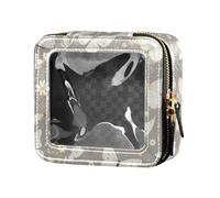 Cute White Cat Astronaut Floating in Space Leather Clear Small Makeup Bag for Purse Travel Toiletry Tote Cosmetic Organizer Case for Girls Women, Butterfly Beautiful Brown, One Size