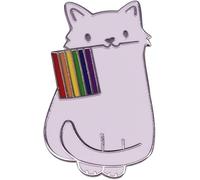 Cute White Cat Brooch Rainbow Flag Pin Simple Fashion Metal Accessories Clothing Jewelry Gifts for Friends Alloy Steel Bijouterie, Acrylic