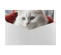 Cute White Cat File Folder 6-Pocket, Waterproof Accordion File Organizer with Snap Closure, Expanding Document Holder for Office, Home