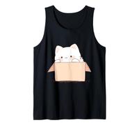 Cute White Cat in a Box Japanese Kawaii Tank Top
