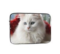 Cute White Cat Laptop Sleeve for Women Men, 15 Inch Waterproof Laptop Bag Lightweight Notebook Computer Cover Bag