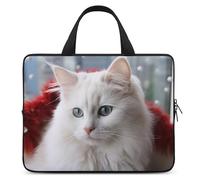 Cute White Cat Laptop Sleeve Ultra-Thin, Waterproof Laptop Bags, Portable Protective Computer Bag with Hand Strap, Style, 17inch