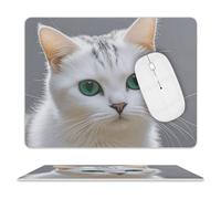Cute White Cat Mouse Pad Mouse Mat 10 X 8 Inch